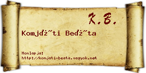 Komjáti Beáta névjegykártya
