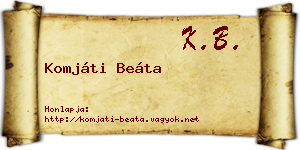 Komjáti Beáta névjegykártya